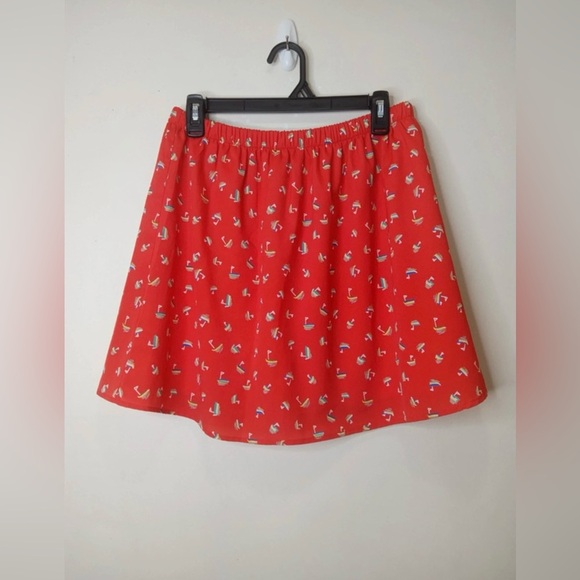 Buttons Red Sailboat Print Skirt Size M - Picture 1 of 6